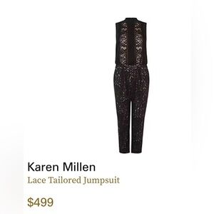 NWOT Karen Millen Size 2 One-Piece Sleeveless Lace & Silk Jumpsuit